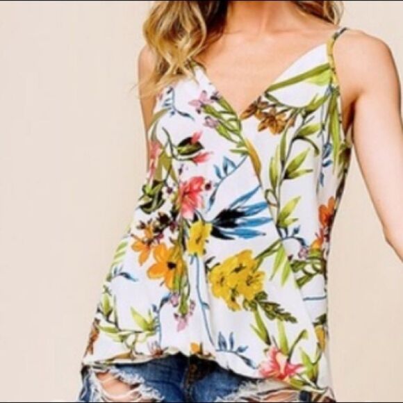 Tropical Surplice Tank Top - Picture 2 of 14